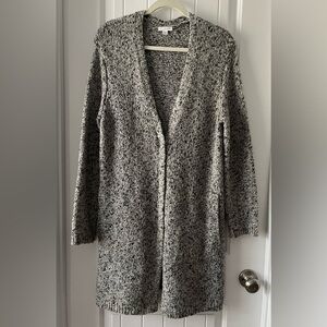 Pure Jill Black & White Marl Long Cardigan Sweater Size S